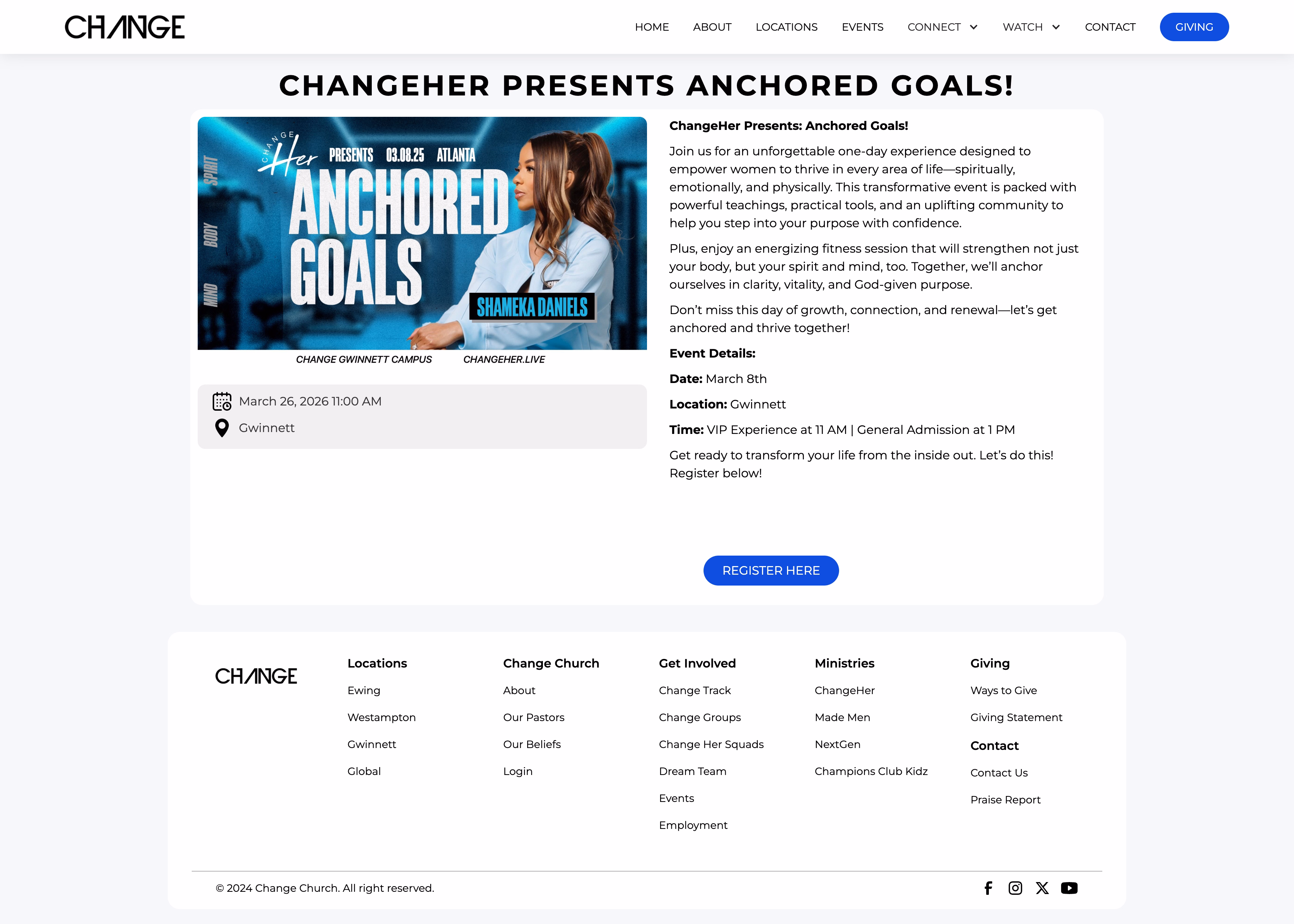 Change Church individual event detail page