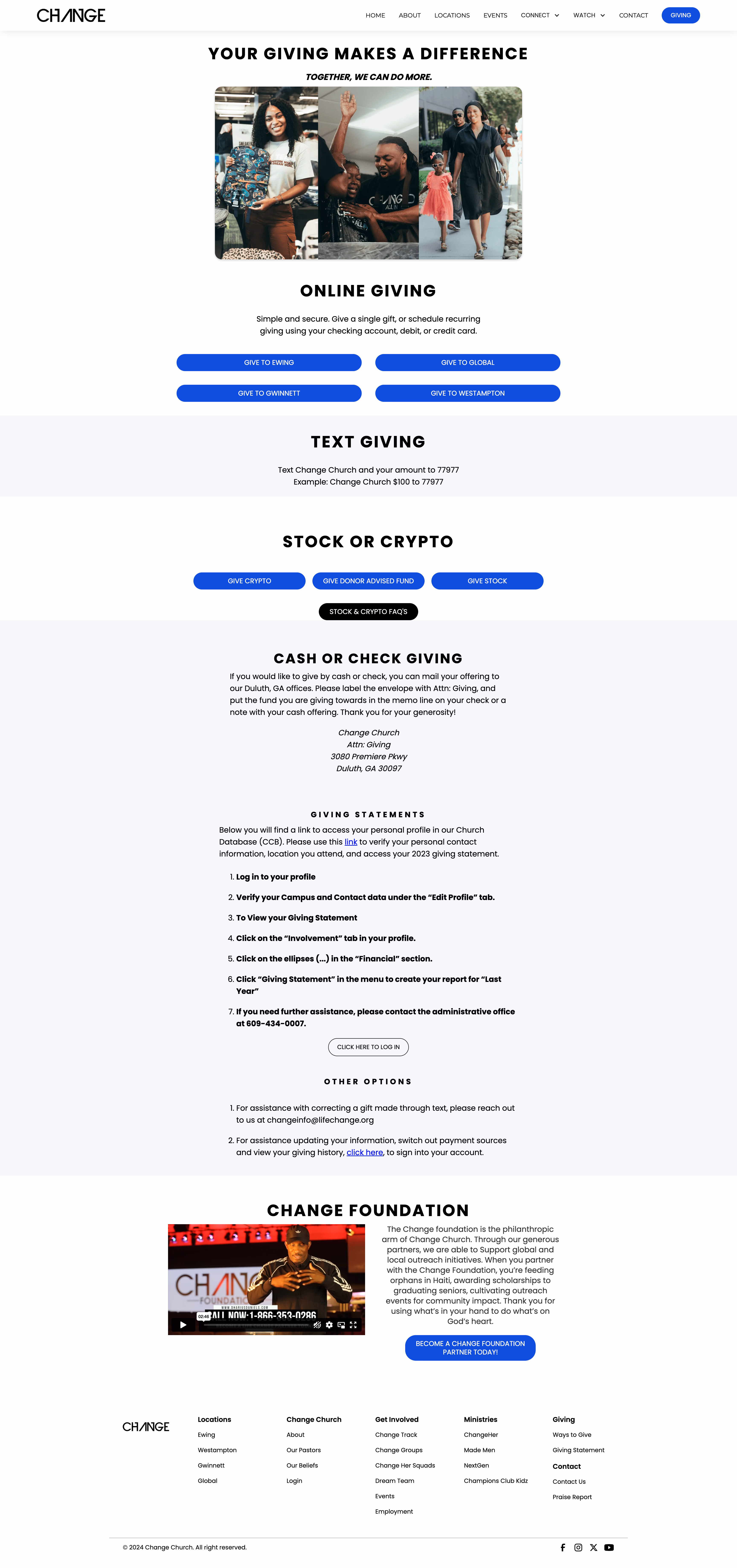 Change Church online giving page